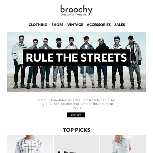 Design an email newsletter for Broochy