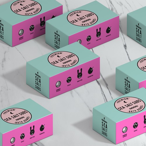 Sea Salt Suds Bath Bombs Packaging Design 