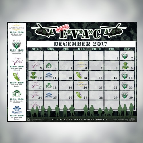 Operation EVAC Calendar