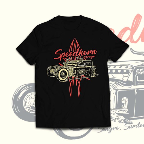 Vintage illustration for Speedhorn Garage