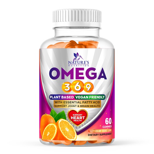 NATURE NUTRITION OMEGA 369 VEGAN FRIENDLY SUPPLEMENT PACKAGING DESIGN