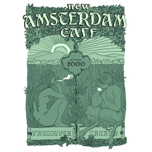 "Weedify" Art Nouveau illustration for the New Amsterdam Cafe