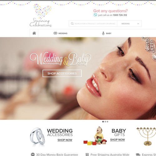 fun feminine Design will win this Contest for Stunning Celebrations Wedding/giftware website
