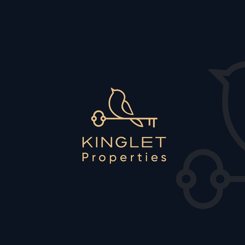 Minimal logo for kinglet properties.