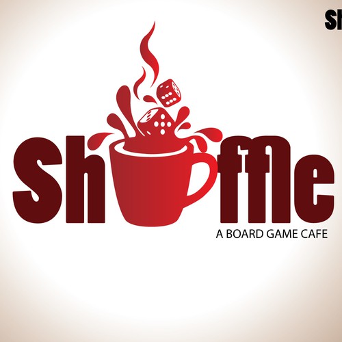 Shuffle board gaming cafe logo