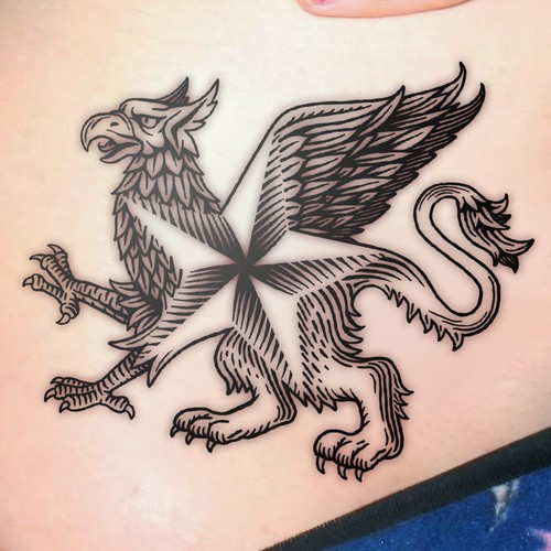 Gryphon-Star family tattoo