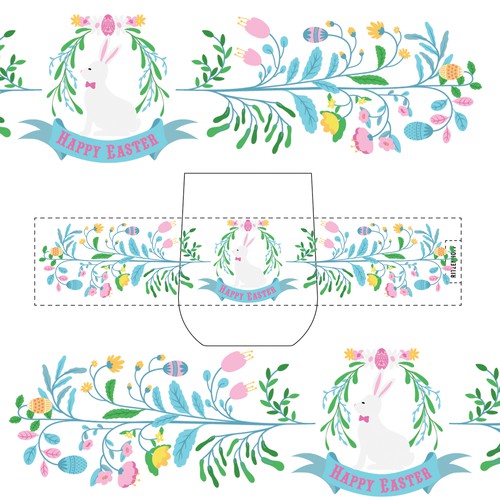 Easter theme illustration for glass