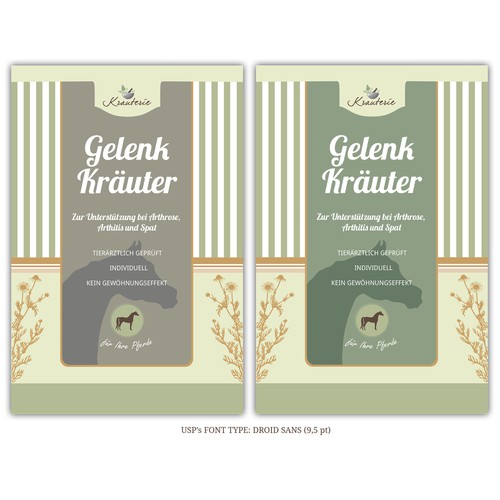 Product labels for Krauterie, Germany - Natural Herb Products
