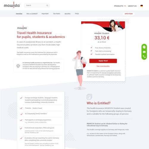 Website design for travel insurance company