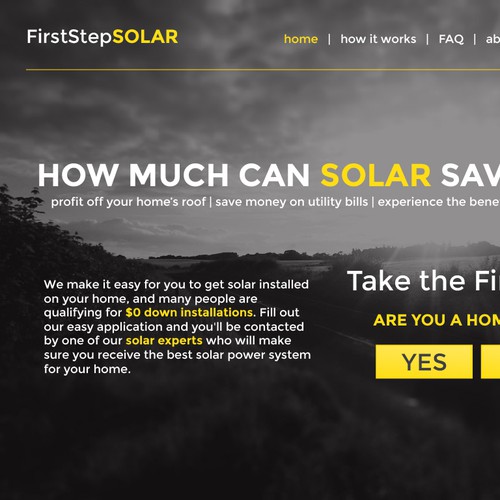 Residential Solar Lead Generation Form - Simple but elegant design