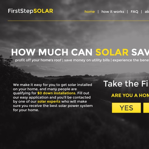 Residential Solar Lead Generation Form - Simple but elegant design