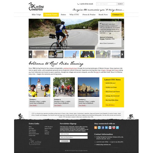 Homepage and internal pages design for Bicycle Travel website
