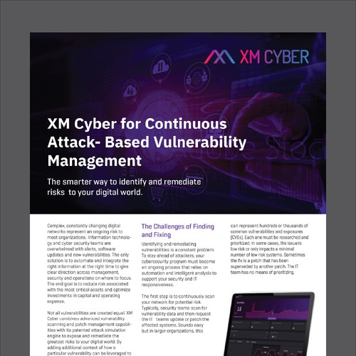 XM Cyber Data sheet for PDF designed in Illustrator.