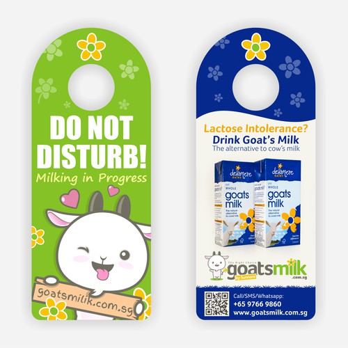 Create a cheeky postcard door knob hanger with my goat mascot.