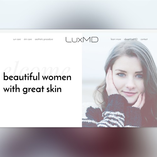 Homepage concept for skin care company