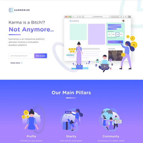 Landing page for a do good app. 