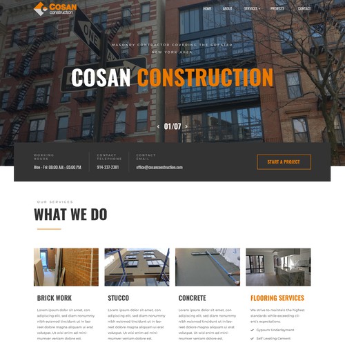 Bold website design for a construction company