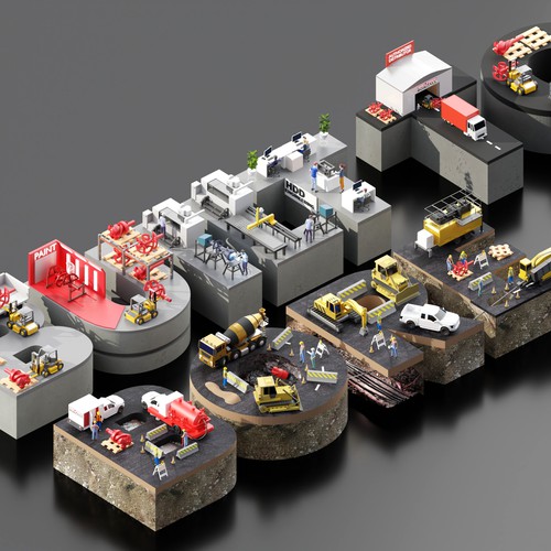 3d isometric lowpoly design
