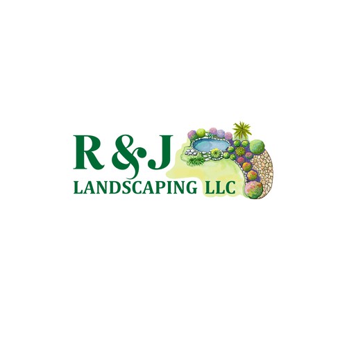 R&j logo concept for landscaping