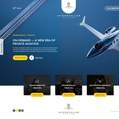 Home Page design for Interstellar Aviation