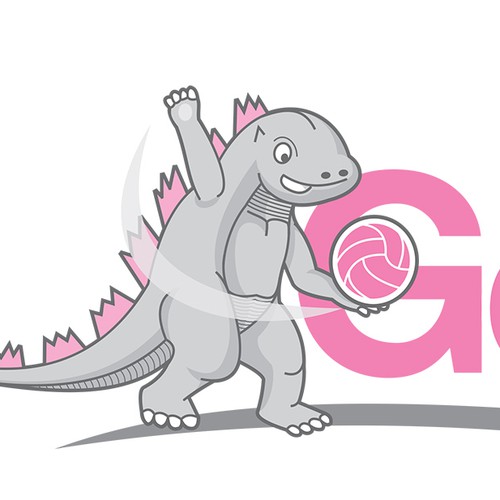 Create a logo for Godzilla Volleyball Club -- simple, professional and of course cute (but manacing)