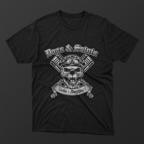 Dog Skull Biker T Shirt Design
