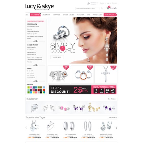 Create a new website for a sterling silver jewelry brand