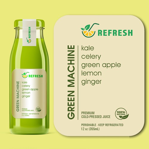 Refresh Green Machine label design
