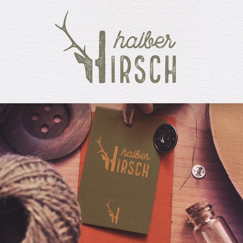 Logo design for the german fashion label "halber HIRSCH" – "half a DEER"