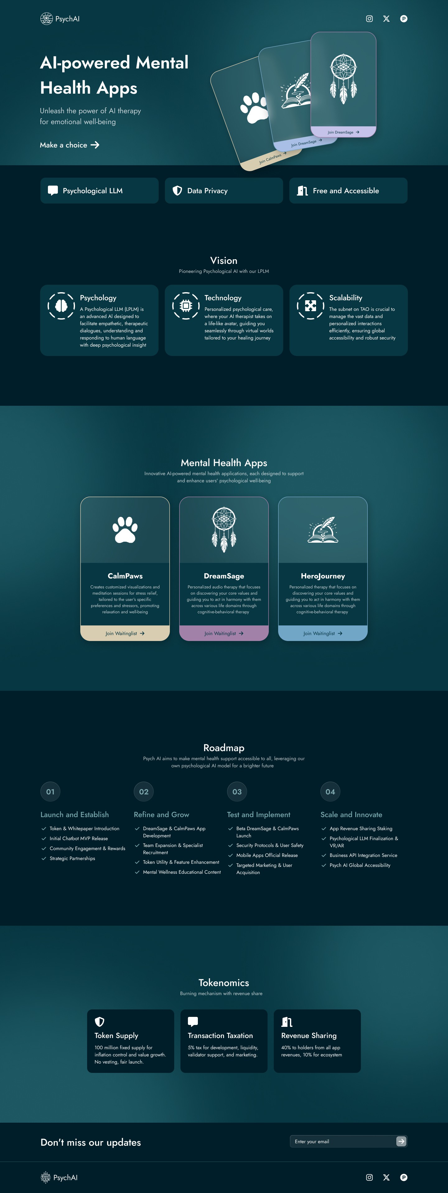 Landingpage für Psych AI