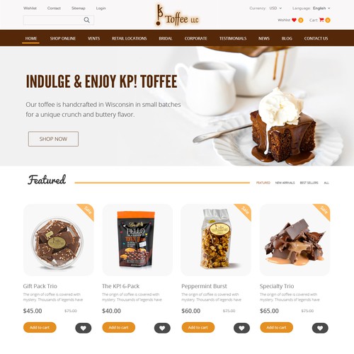 eCommerce website for Coffee products