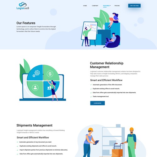LogistaaS SaaS solution Service full website re-design.