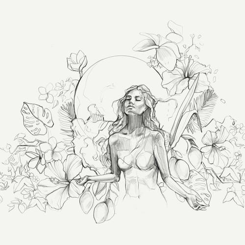 Figure Sketch for Skincare Packaging