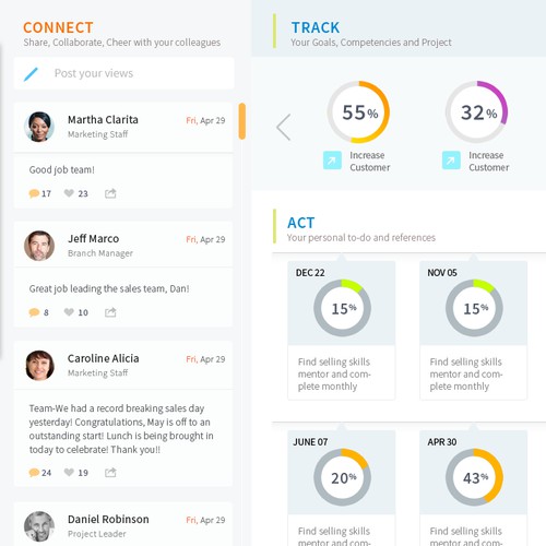 Design slick landing page for AGILE performance management software user interface