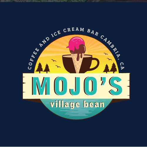 Logo for Ice Cream and Coffee shop on the California Coast