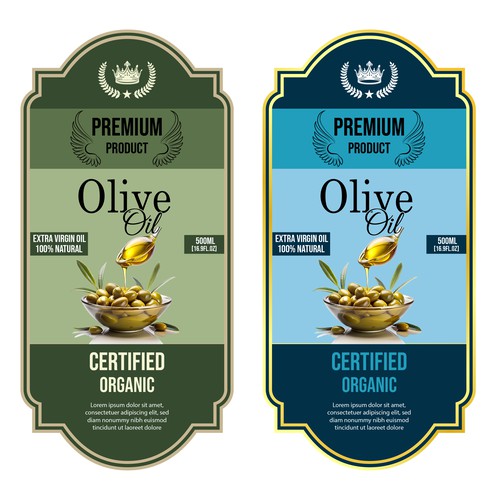 Premium Olive Oil Custom Label Design