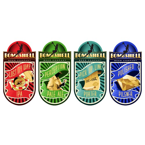 Create the next product label for Bombshell Beer Company