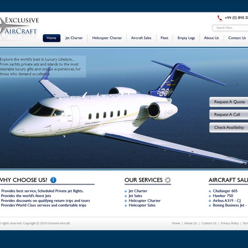 Design Exclusive Private Jet Website