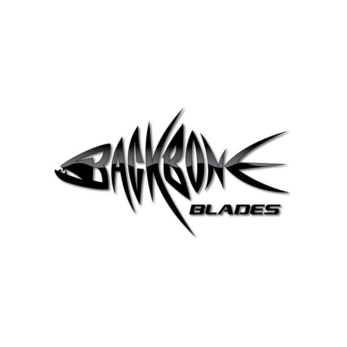 Wordmark logo based from fish bone and shart of blades