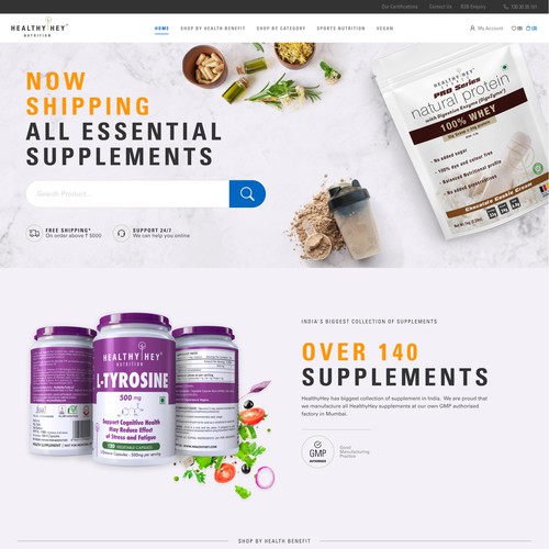 Web design for Supplement brand