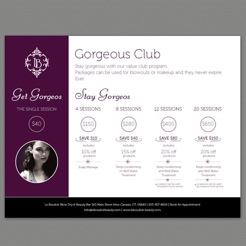 Create a  modern and sophisticated flyer to promote Blow Dry packages