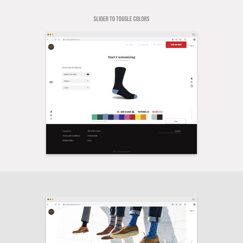 Customizable sock design webpage