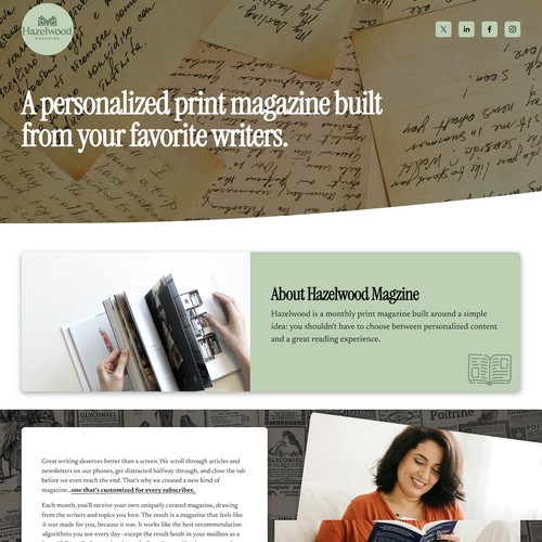 Hazelwood Landing Page Design