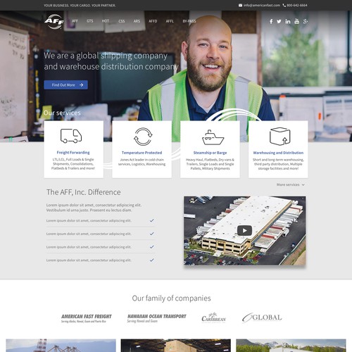 Homepage design for Shipping Company
