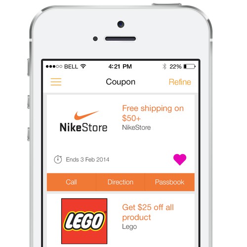 Create an exciting iOS 7 app design for a very successful coupon company