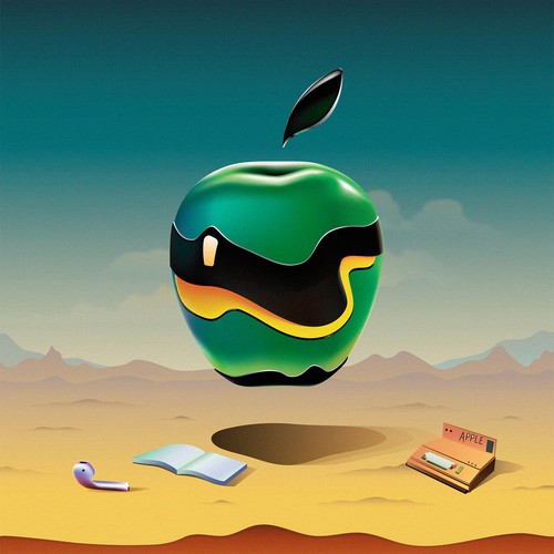 Apple logo in surreal style for a competition on the 99 designs.