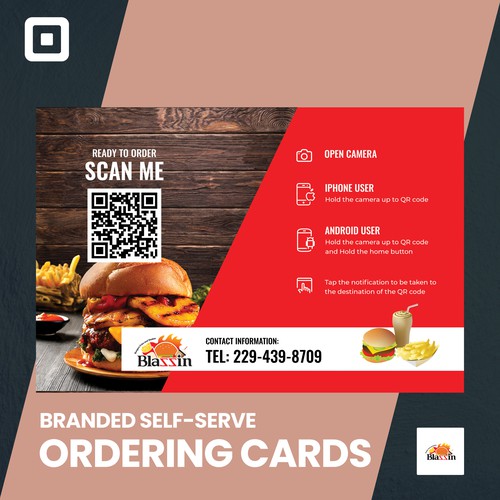 Branded Self-Serve Ordering Cards - Blazzin Burgers Fries & Shakes