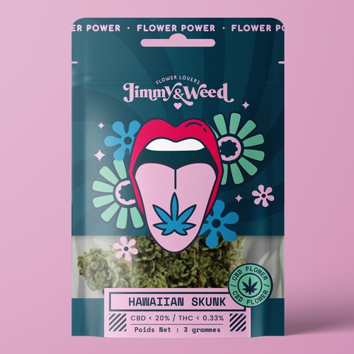 Psychedelic packaging design for cannabis flower