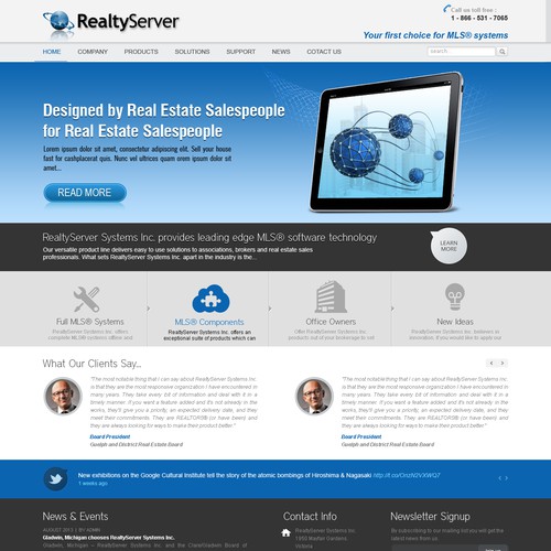Create the next website design for RealtyServer