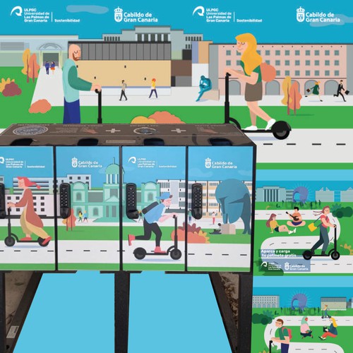 Ilustración Estación de Patinetas Universitaria